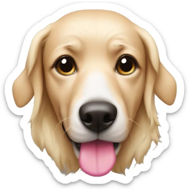 blonde dog with pink nose sticker