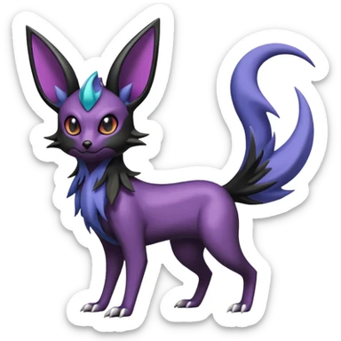 Shiny Noibat-Noivern-Mightyena-Espeon-Umbreon-Fakémon-hybrid-creature (full body)  sticker
