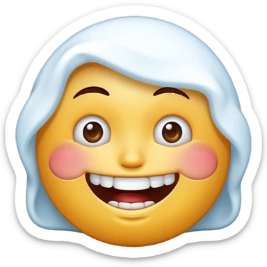 the cold freezing grimacing face emoji but its smiling with teeth sticker