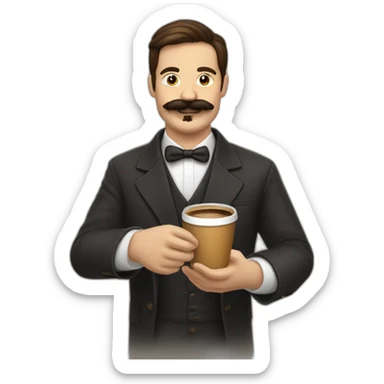 Señor con bigote y café en la mano sticker