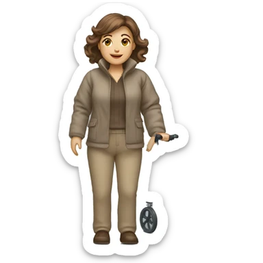 White brown haired woman with walker sticker