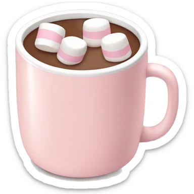 Light Pink mug of hot chocolate with marshmallows  sticker