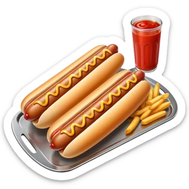 hot dog with french fries and ketchup on a tray sticker