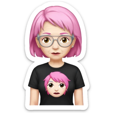 pink haired metalhead grandma sticker