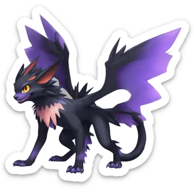 Edgy Cool Fluffy Shadow type Nargacuga-Noivern-Pokémon-fusion-cat Full Body sticker