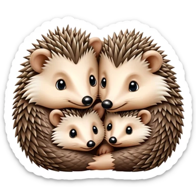 THREE hedgehogs cuddling cutely THREE sticker