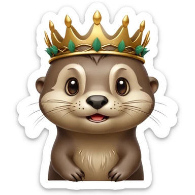 very anthropomorphic cartoon otter with highly expressive face in three-quarter profile view, exaggerated facial features, big expressive eyes, cartoony style, simple thorny stem wrapped horizontally around its forehead like Jesus Crown of thorns, very animated and emotive sticker