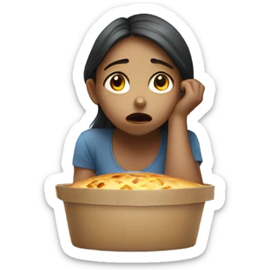 sad girl who is hungry and waiting for food sticker
