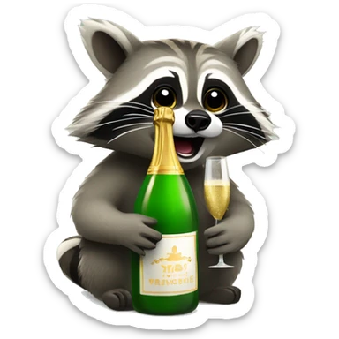 Raccoon Popping Champagne Bottle sticker
