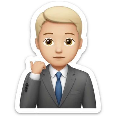 hands in a steeple position, like a businessman contemplating sticker