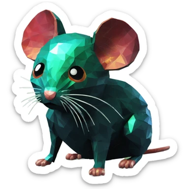 Black red gold green cyan rusty grunge effect scratched patina rat mouse puppy scorpion tail stinger gangsta gangster pixel 3d render low poly sticker