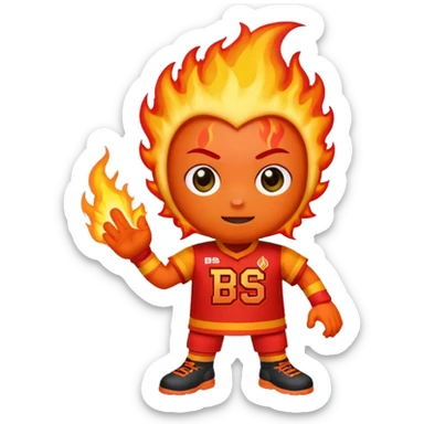 A mini heatblast from ben 10 but a cute one and has a jersey the reads BS1HS sticker