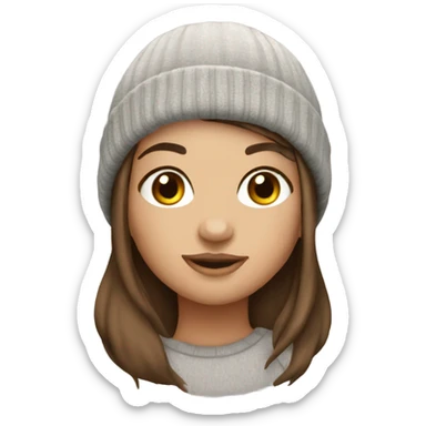 Beautiful brown haired tattooed girl wearing a beanie sticker