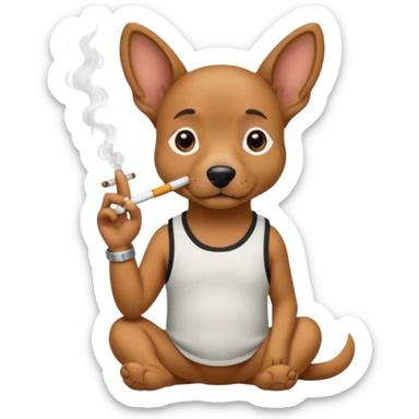 Dog wearing a tank top smoking a cigarette  sticker