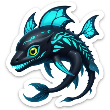 Black Dark Exotic Tropical Nocturnal Neon-glowing Abyssal Nightly Abyss-Fakémon-Creature sticker
