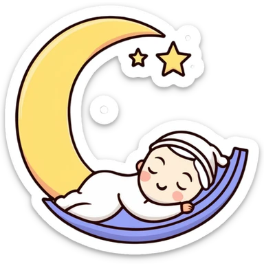 cute sleeping moon with nightcap and snoring sticker