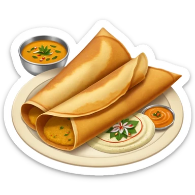 South Indian dosa with Sambhar and coconut chutney sticker