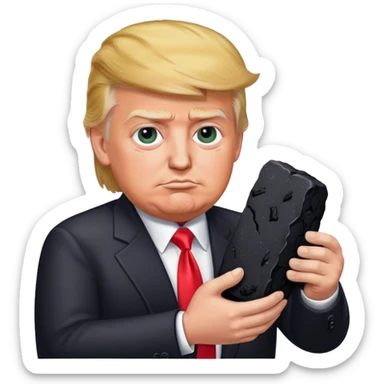 Trump holds coal in his hands sticker