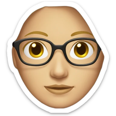 caucasian female, blonde hair, tied back, glasses sticker