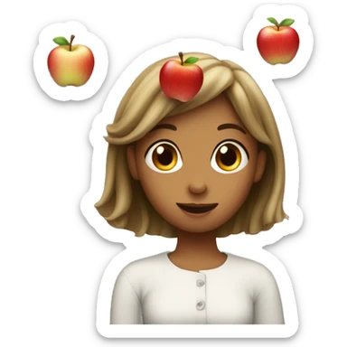 girl bobbing for apples sticker