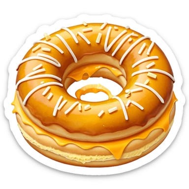 donut with shredded cheese topping covering the entire surface sticker