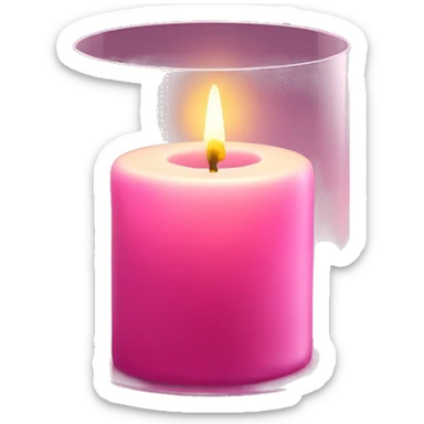 Pink candle inside glass with warm light sticker