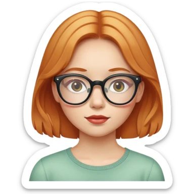 Strawberry blonde young girl with glasses sticker