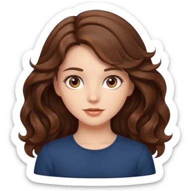 a beautiful girl with wavy volumes brown hair sticker