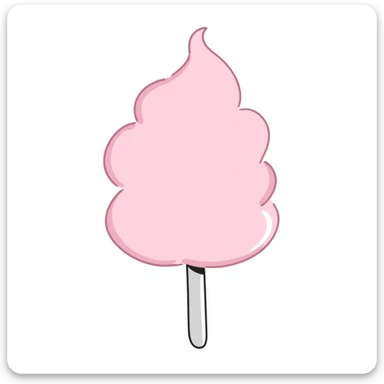 fluffy pastel pink cotton candy on a paper stick, swirling cloud-like texture, fluffy, not stringy or messy sticker