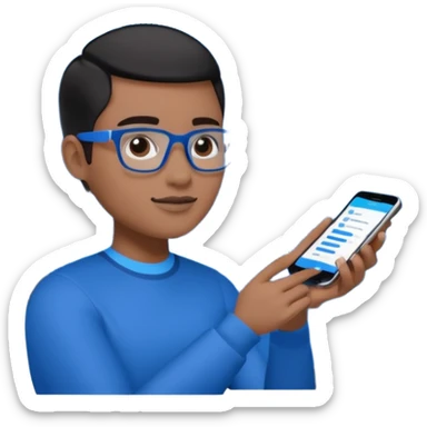 Create an image of an AI coach helping people set goals based on their hobbies. Show a person chatting with the AI, where the screen displays a list of steps and goals. Add elements of progress and personalization. Use a color palette that is associated with technology and innovation. sticker