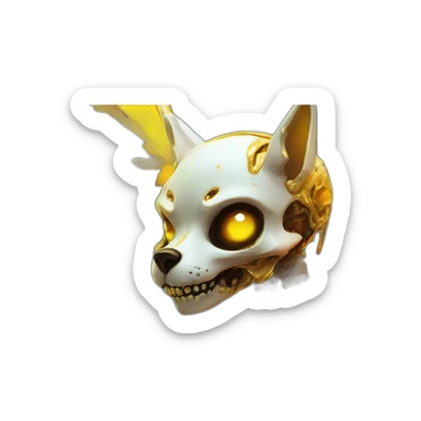 Melting Neon and gold Zombie skeleton fox with wings and prosthetic leg  sticker