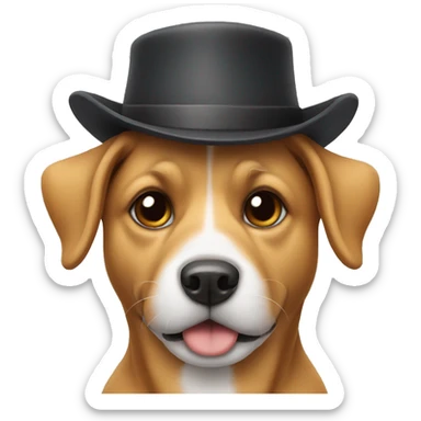 Dog with a hat sticker
