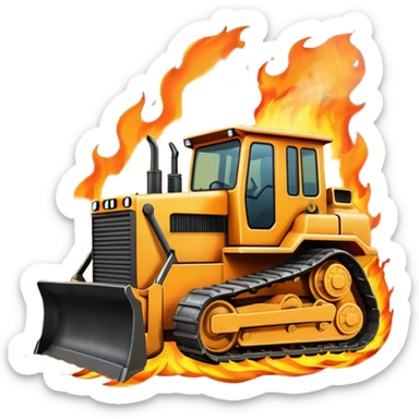 bulldozer on fire sticker