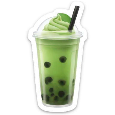 Green matcha bubble tea sticker