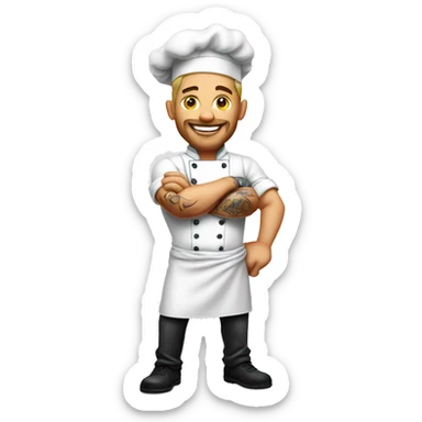 Muscular white handsome male chef with tattoos sticker