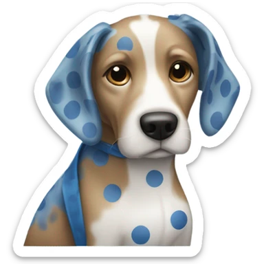 Blue sky dog with blue polka dots  sticker