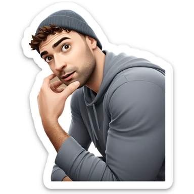 male portrait with beanie sticker