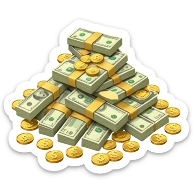 It's an image of money such as coins and bills, but there's only one or two neatly sticker