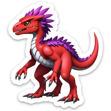 Dark Furry feather-mane Cool Edgy shiny Digimon-Fakemon-Guilmon-Velociraptor full body   sticker