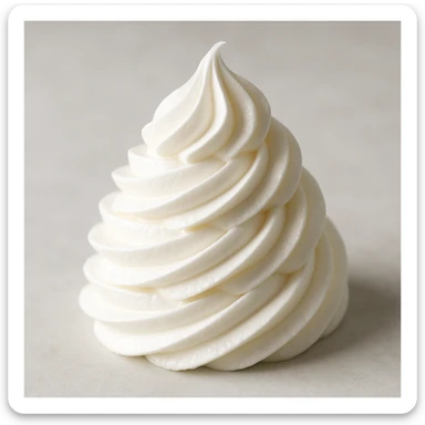 chantilly, whipped cream in a decorative piping, subtle shine sticker
