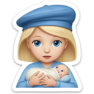 blond blue eye newborn with hat sticker