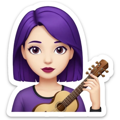 A girl with dark purple hair and musician  sticker