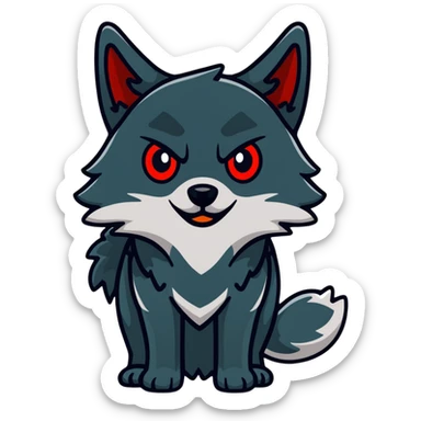 surprised shocked black wolf with red eyes sticker