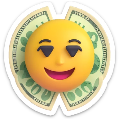 3D emoji style money, vibrant, smooth sticker