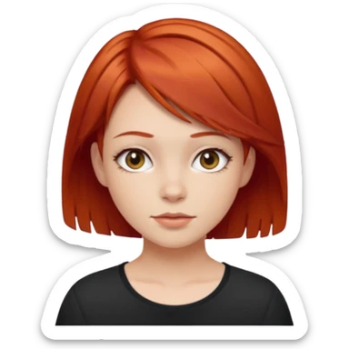girl , short layer red hair sticker