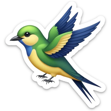 hirondelle jaune verte et bleu foncé sticker