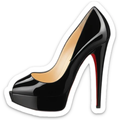 One WEDGE heel LOUBOUTIN black leather PATENT sticker