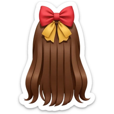 girl from behind with long brown hair with bow c sticker