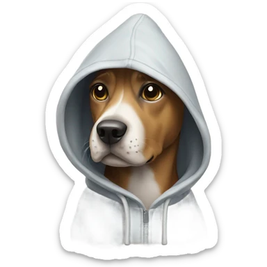 Dog wearing a hoodie sticker