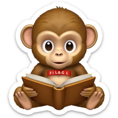 monkey reading book sticker